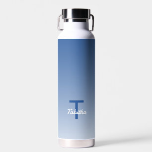 Monogram Anfangsname Script Gradient Royal Blue Trinkflasche