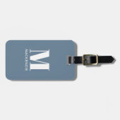 Monogram Anfangsname Simple Dusty Blue Gepäckanhänger (Vorderseite horizontal)