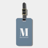Monogram Anfangsname Simple Dusty Blue Gepäckanhänger (Vorderseite vertikal)