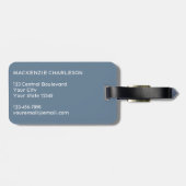 Monogram Anfangsname Simple Dusty Blue Gepäckanhänger (Rückseite horizontal)