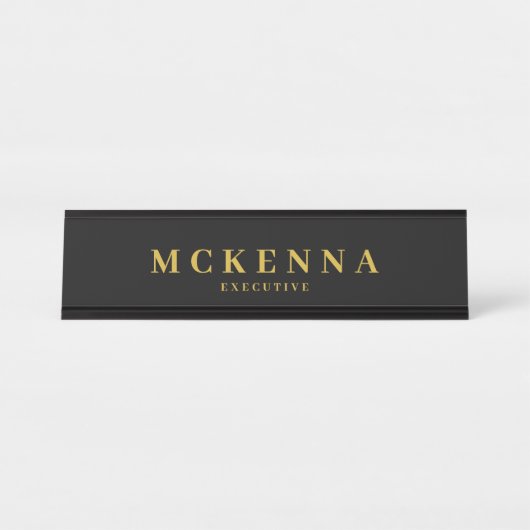 Monogram Angestellter der Black Gold Führungskraft Schreibtischnamensplakette (Vorderseite )