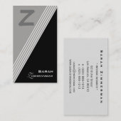 Monogram Angles Slate Gray Business Card Visitenkarte (Vorne/Hinten)