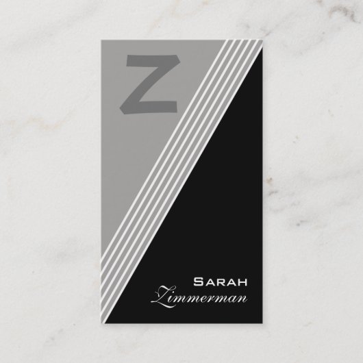 Monogram Angles Slate Gray Business Card Visitenkarte (Vorderseite)