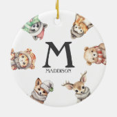 Monogram Animal Christmas Tree Ornament (Hinten)