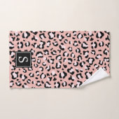 Monogram - Animal Print, Gepunktet Leopard - Pink Badhandtuch Set (Handtuch)
