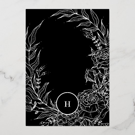 Monogram, anpassbar, Real Gold Wreath Wedding Folieneinladung (Rückseite)