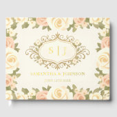 Monogram Antik Elfenbein Hochzeit Gästebuch (Vorderseite)