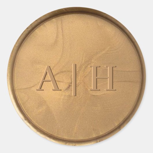Monogram Antik Gold Wax Siegel Sticker (Vorderseite)