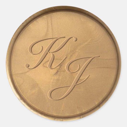 Monogram Antik Gold Wax Siegel Sticker (Vorderseite)