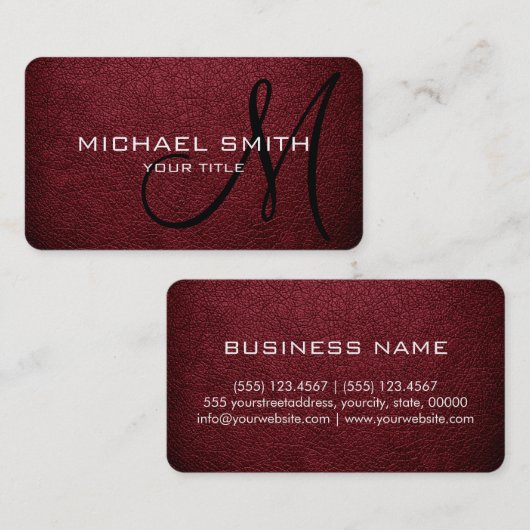 Monogram Antike Ruby Leather Look Visitenkarte (Vorne/Hinten)