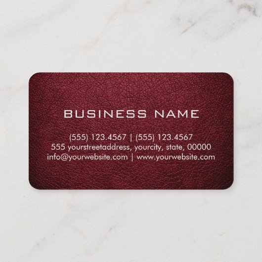 Monogram Antike Ruby Leather Look Visitenkarte (Rückseite)