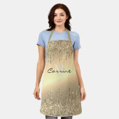Monogram Antique Gold Dripping Glitzer Metallic Schürze (Getragen)