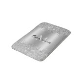 Monogram Antique Silver Dripping Glitzer Metallic Badematte (Schrägansicht)
