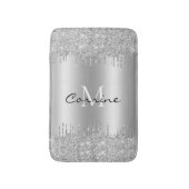 Monogram Antique Silver Dripping Glitzer Metallic Badematte (Vorderseite Vertikal)