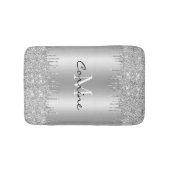 Monogram Antique Silver Dripping Glitzer Metallic Badematte (Vorderseite)