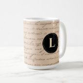 Monogram Antique Writing Letter Handwriting Paper Kaffeetasse (VorderseiteRechts)