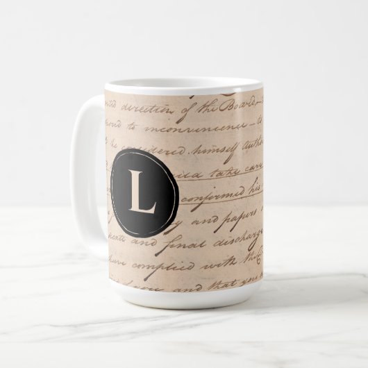 Monogram Antique Writing Letter Handwriting Paper Kaffeetasse (Vorderseite Links)
