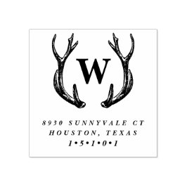 Monogram Antler Wreath Rücksendeadresse Briefmarke Gummistempel