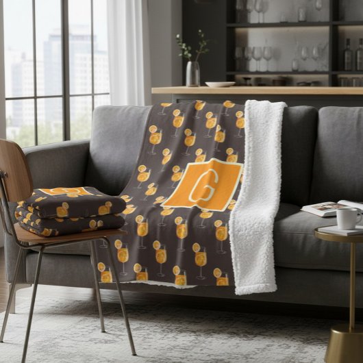 Monogram Aperol Spritz Fleece Blanket Sherpadecke