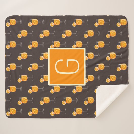 Monogram Aperol Spritz Fleece Blanket  Sherpadecke (Vorderseite (Horizontal))