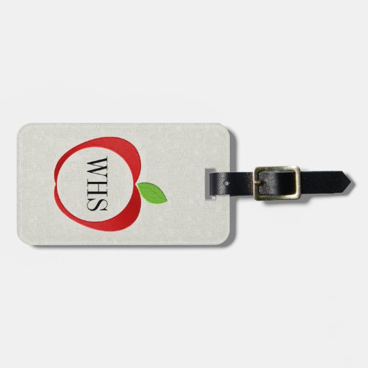 Monogram Apple Gepäckmarke . Zurück Gepäckanhänger (Vorderseite horizontal)