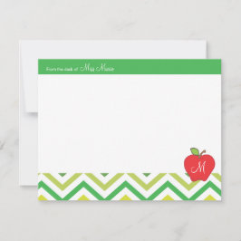 Monogram Apple Teachers Flat Note Card Mitteilungskarte