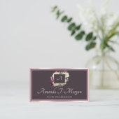 Monogram Appointment Card Rose Marsala DustyFloral Visitenkarte (Stehend Vorderseite)
