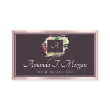 Monogram Appointment Card Rose Marsala DustyFloral