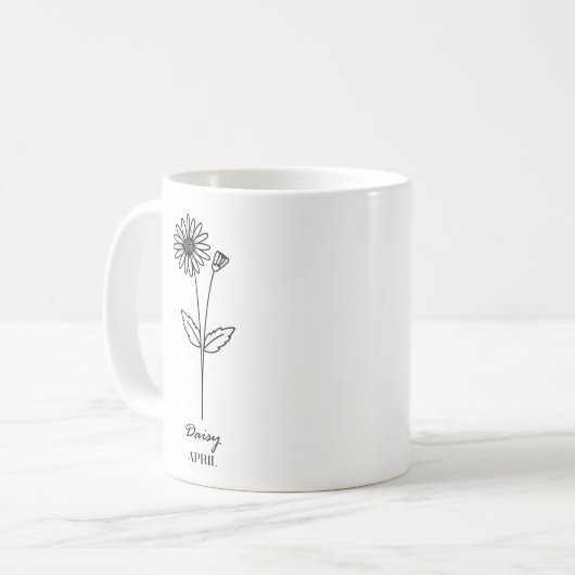 Monogram April Geburtsmonat-Blume Kaffeetasse (Vorderseite Links)