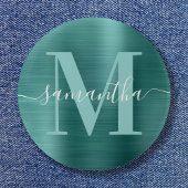 Monogram Aqua Aquamarin Shimmer Foil Button