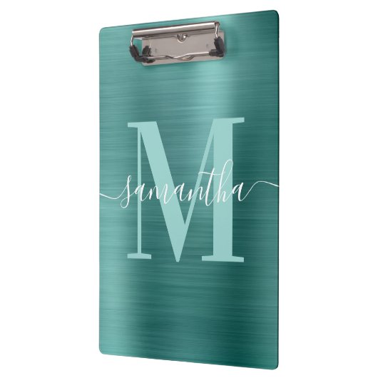 Monogram Aqua Aquamarin Shimmer Foil Klemmbrett (Links)