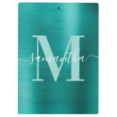 Monogram Aqua Aquamarin Shimmer Foil Klemmbrett (Rückseite)