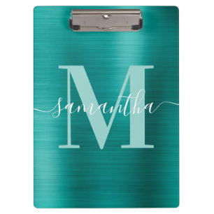 Monogram Aqua Aquamarin Shimmer Foil Klemmbrett
