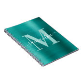 Monogram Aqua Aquamarin Shimmer Foil Notizblock (Rechte Seite)