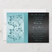 Monogram Aqua, Black Floral Weditation Einladung (Rückseite)