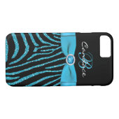 Monogram Aqua, Black Glitzer Zebra iPhone 7 Fall Case-Mate iPhone Hülle (Rückseite (Horizontal))