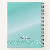 Monogram Aqua Blue Dripping Glitzer Metallic Notizblock (Rückseite)