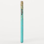 Monogram Aqua Blue Gold Glitzer Confetti Girly Case-Mate iPhone Hülle (Hinten/Rechts)