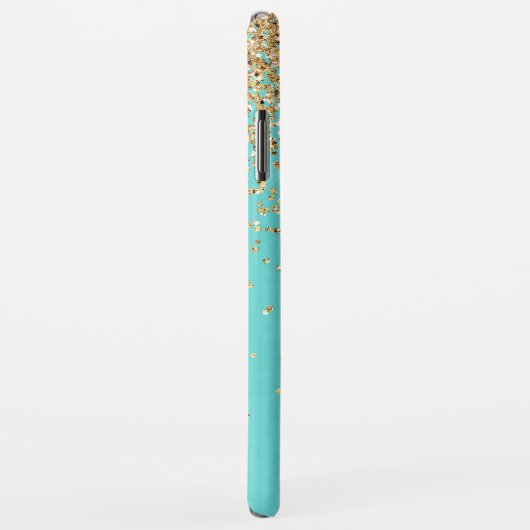 Monogram Aqua Blue Gold Glitzer Confetti Girly Case-Mate iPhone Hülle (Hinten/Rechts)