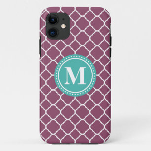 Monogram Aqua Blue Lila Quatrefolienmuster Case-Mate iPhone Hülle