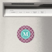 Monogram Aqua Blue Lila Quatrefolienmuster Magnet (In Situ (Geschirrspüler))