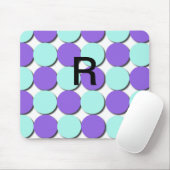 Monogram Aqua & Blue Polka Dots Mousepad (Mit Mouse)
