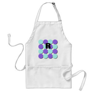 Monogram Aqua & Blue Polka Dots Schürze