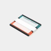 Monogram Aqua Blue, White, Orange Coral Stripes Post-it Klebezettel (angewinkelt)