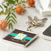 Monogram Aqua, Braun, Grün, Weißer Schlüsselanhäng Schlüsselanhänger (Seite)