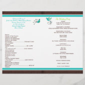 Monogram Aqua Brown Green Floral Wedding Program (Rückseite)