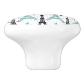 Monogram Aqua Chic Eiffel Tower Muster Keramikknauf (Seitenansicht)