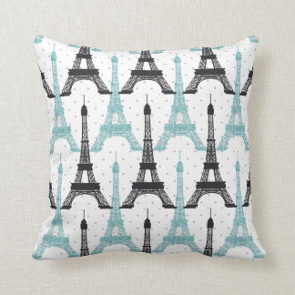 Monogram Aqua Chic Eiffel Tower Muster Kissen