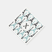 Monogram Aqua Chic Eiffel Tower Muster Serviette (Ecke)