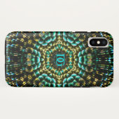 Monogram Aqua Gold Geometric Artistry Case-Mate iPhone Hülle (Rückseite (Horizontal))